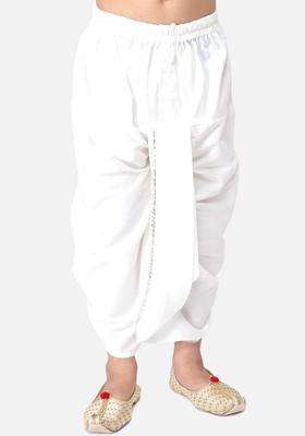 White Solid Cotton Dhoti For Boys 