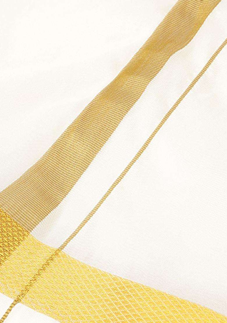 Beige Solid Art Silk Dhoti For Boys  - Indya