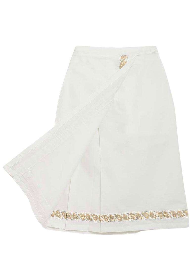 White Solid Cotton Dhoti For Boys  - Indya
