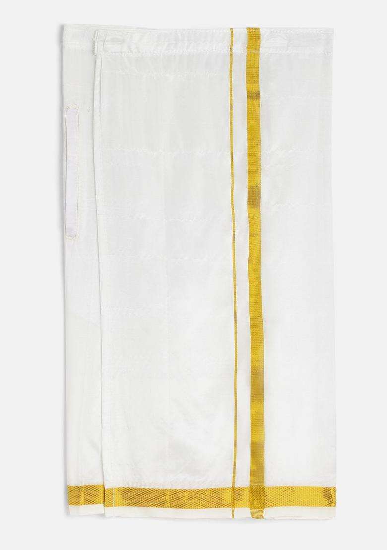 White Solid Cotton Dhoti For Boys  - Indya