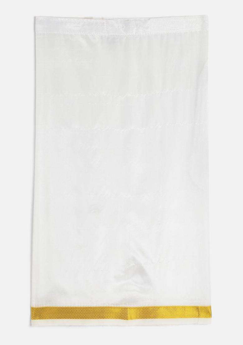 White Solid Cotton Dhoti For Boys  - Indya