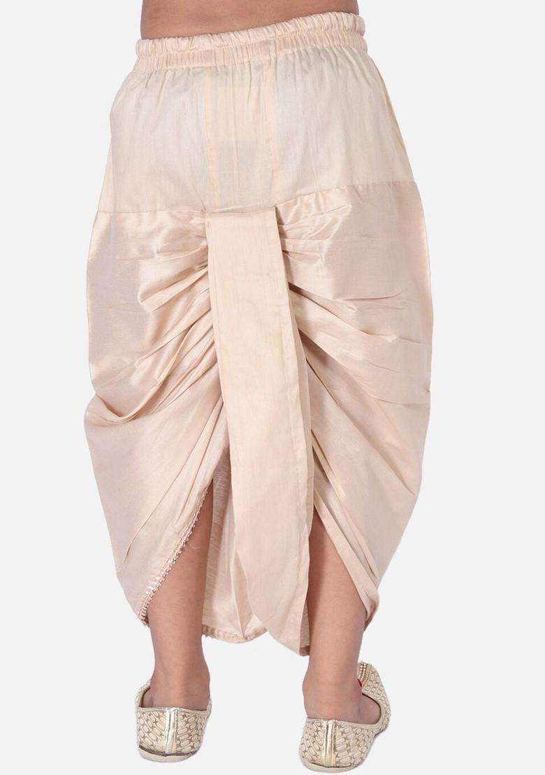 Beige Solid Cotton Dhoti For Boys  - Indya