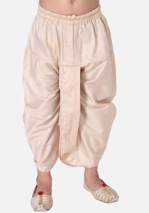 Beige Solid Cotton Dhoti For Boys 