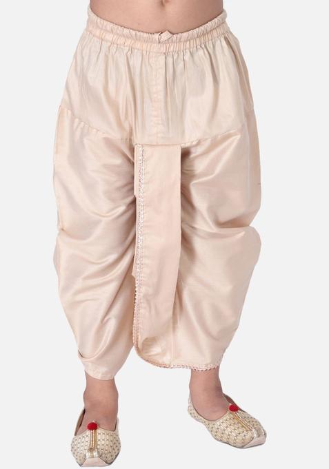 Beige Solid Cotton Dhoti For Boys 