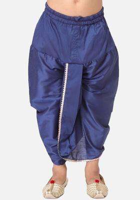 Blue Solid Cotton Dhoti For Boys 