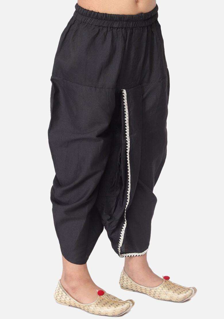Black Solid Cotton Dhoti For Boys  - Indya