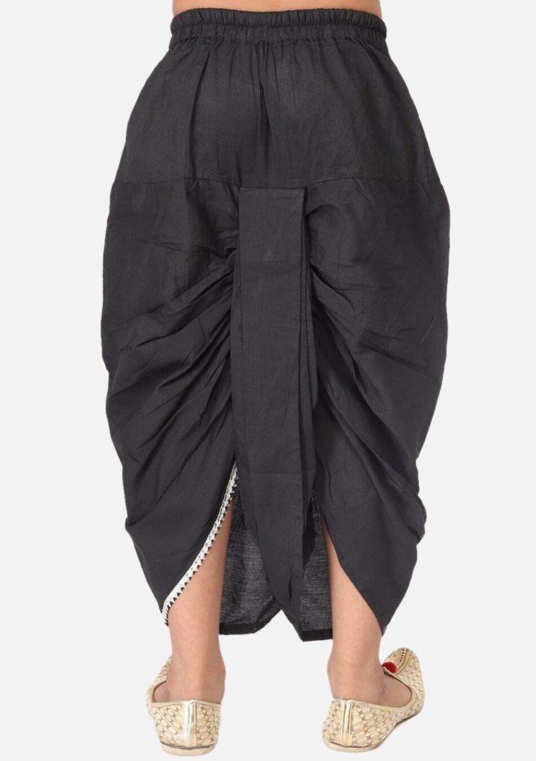 Black Solid Cotton Dhoti For Boys  - Indya