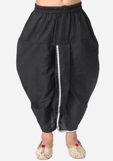 Black Solid Cotton Dhoti For Boys 