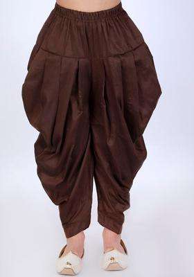 Coffee Brown Solid Cotton Dhoti For Boys 