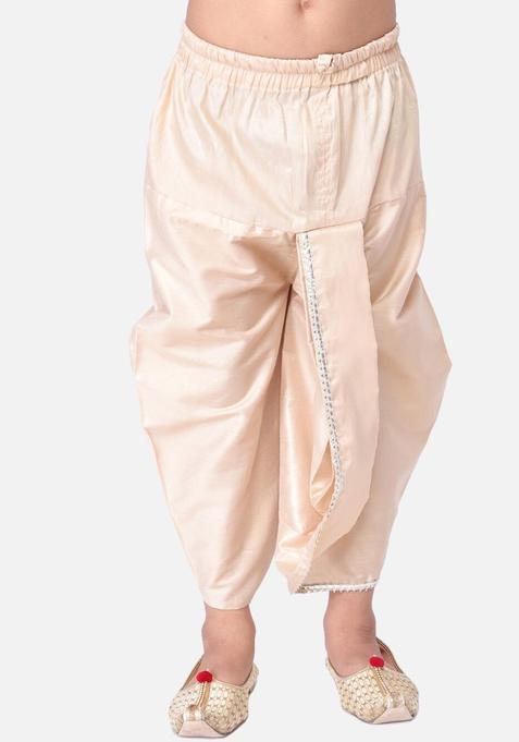 Beige Solid Cotton Dhoti For Boys 