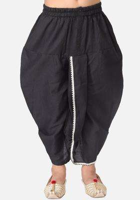 Black Solid Cotton Dhoti For Boys 