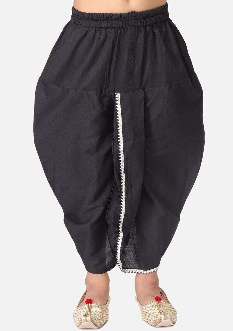 Black Solid Cotton Dhoti For Boys  - Indya