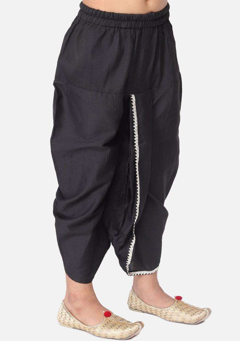 Black Solid Cotton Dhoti For Boys  - Indya