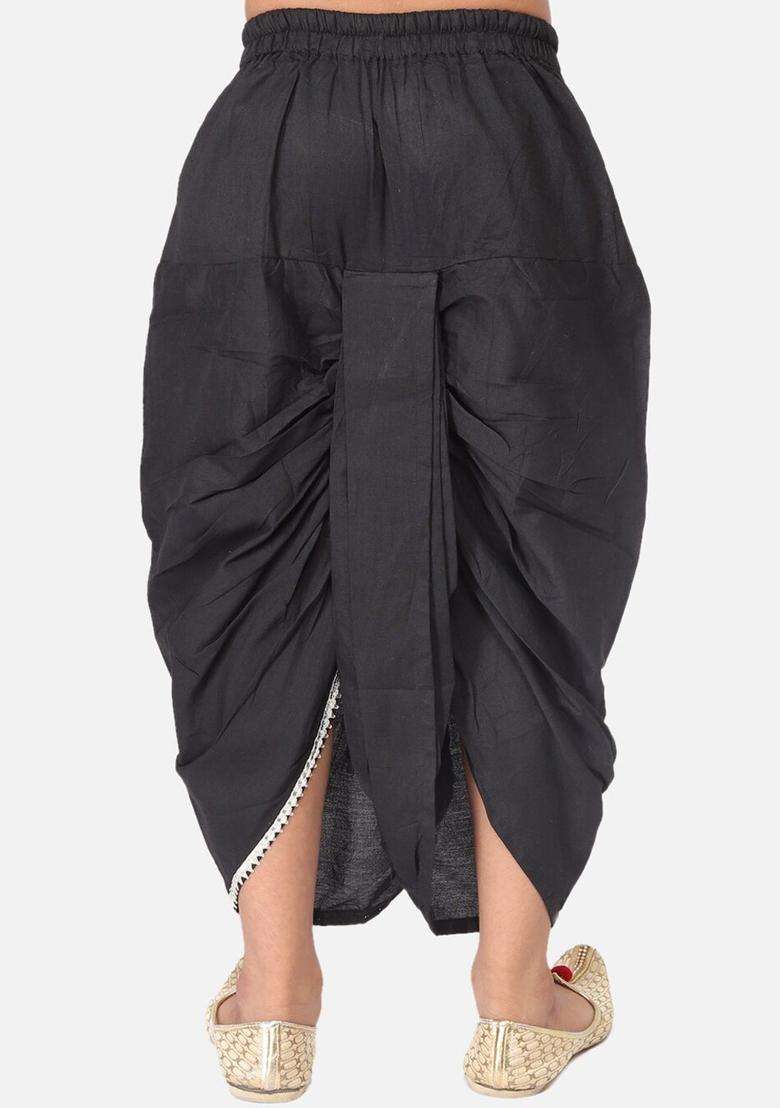Black Solid Cotton Dhoti For Boys  - Indya