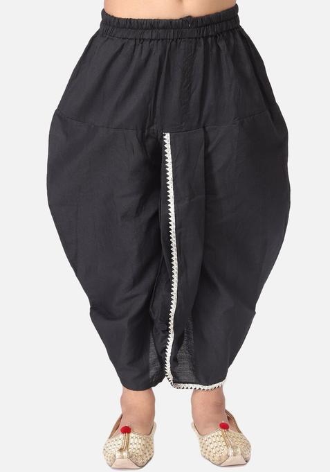 Black Solid Cotton Dhoti For Boys 