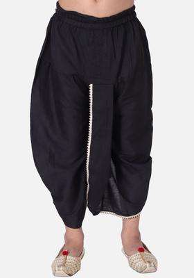 Black Solid Cotton Dhoti For Boys 