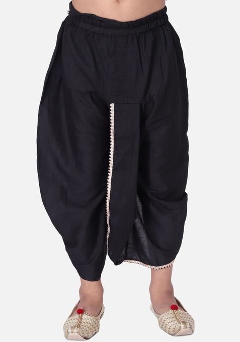 Black Solid Cotton Dhoti For Boys 
