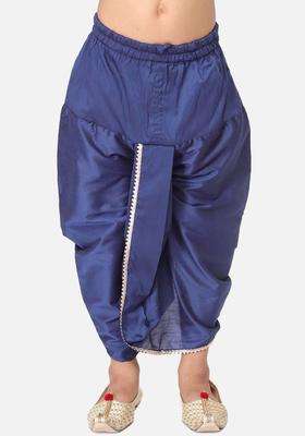 Blue Solid Cotton Dhoti For Boys 