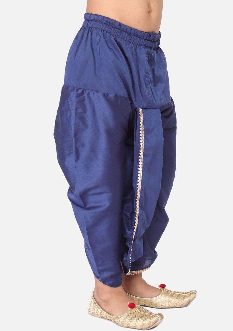 Blue Solid Cotton Dhoti For Boys  - Indya