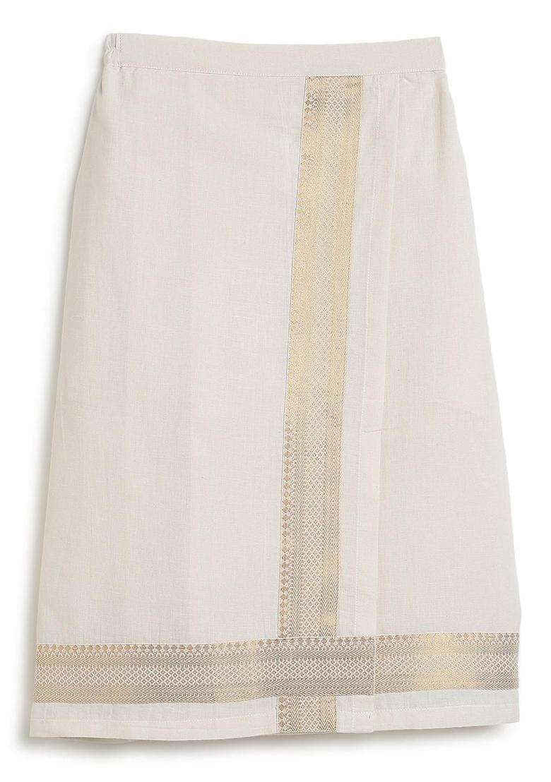Cream Solid Cotton Dhoti For Boys  - Indya