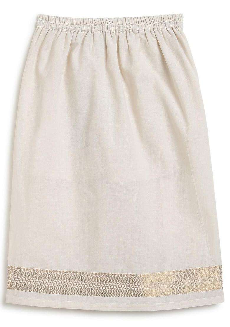 Cream Solid Cotton Dhoti For Boys  - Indya