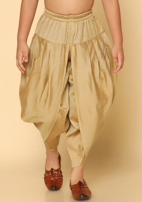 Gold Solid Cotton Dhoti For Boys 