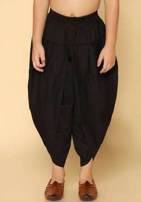 Black Solid Cotton Dhoti For Boys 