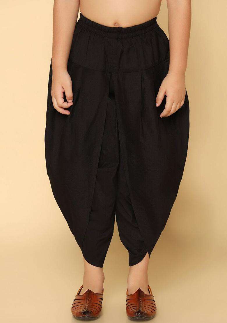 Black Solid Cotton Dhoti For Boys  - Indya