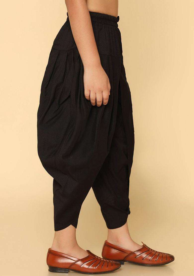 Black Solid Cotton Dhoti For Boys  - Indya