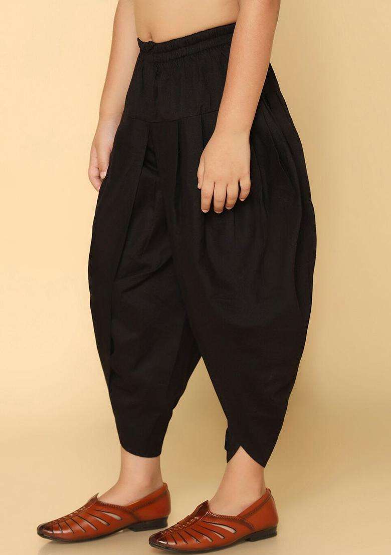 Black Solid Cotton Dhoti For Boys  - Indya