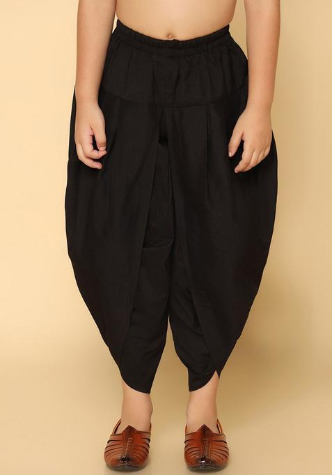 Black Solid Cotton Dhoti For Boys 