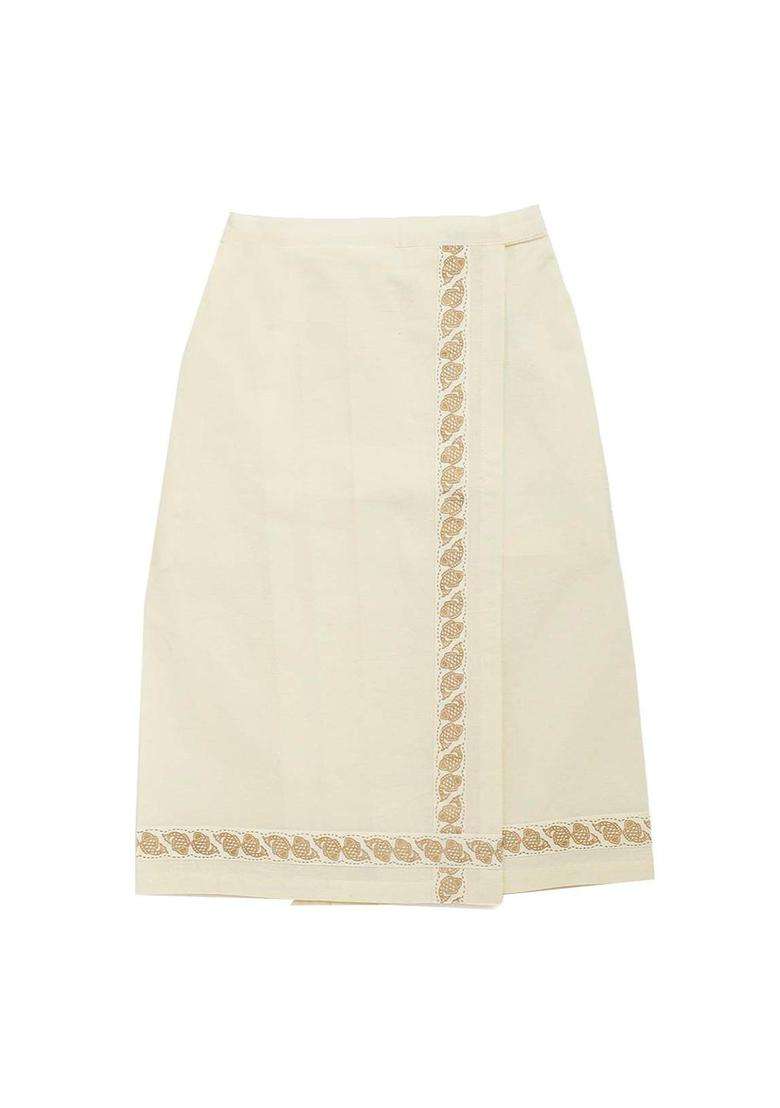 Cream Solid Cotton Dhoti For Boys  - Indya