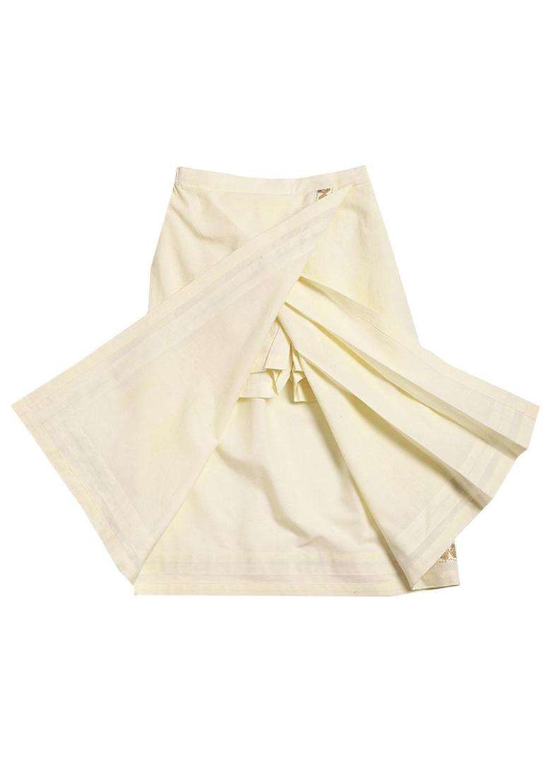 Cream Solid Cotton Dhoti For Boys  - Indya