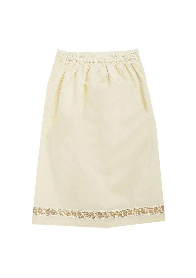 Cream Solid Cotton Dhoti For Boys  - Indya