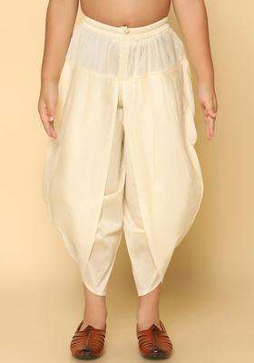 Off White Solid Cotton Dhoti For Boys 