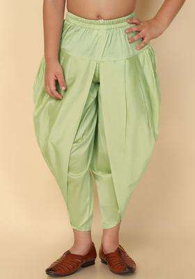 Green Solid Cotton Dhoti For Boys 