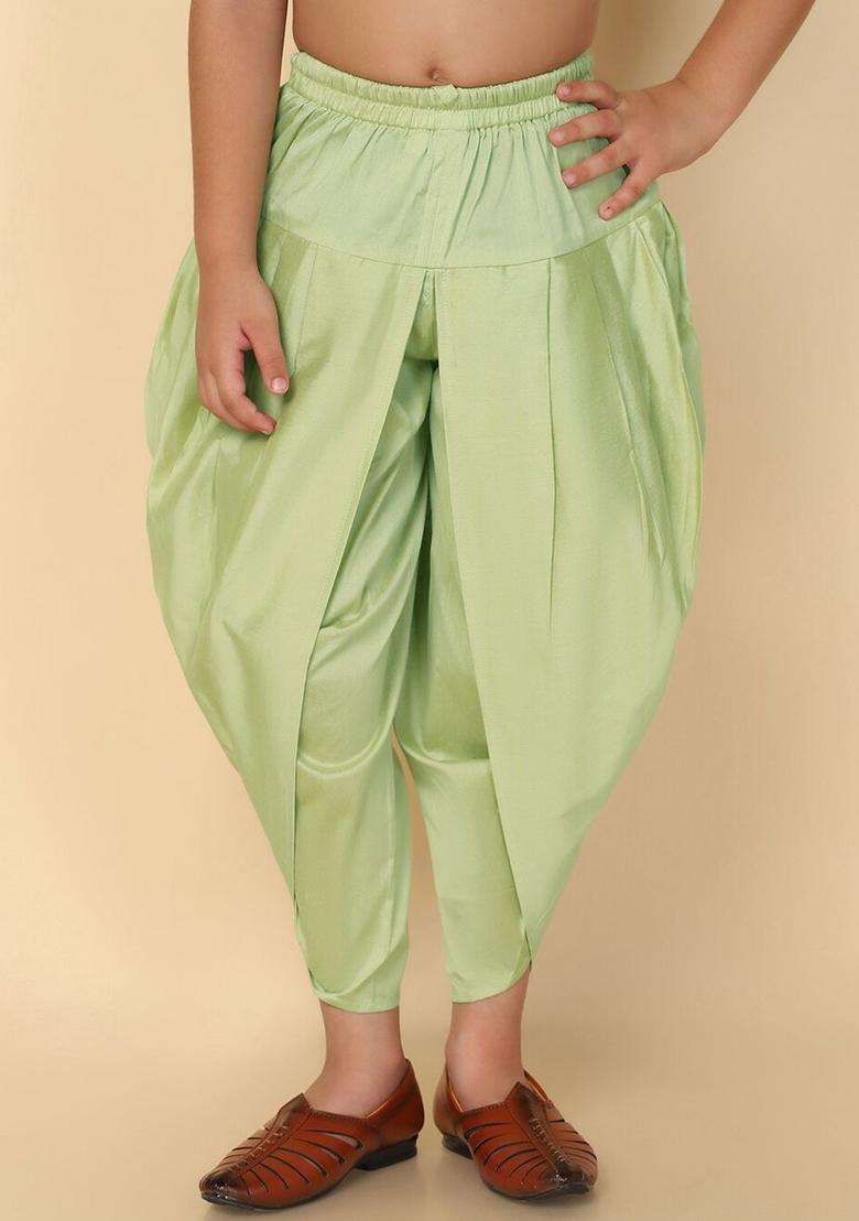 Green Solid Cotton Dhoti For Boys  - Indya