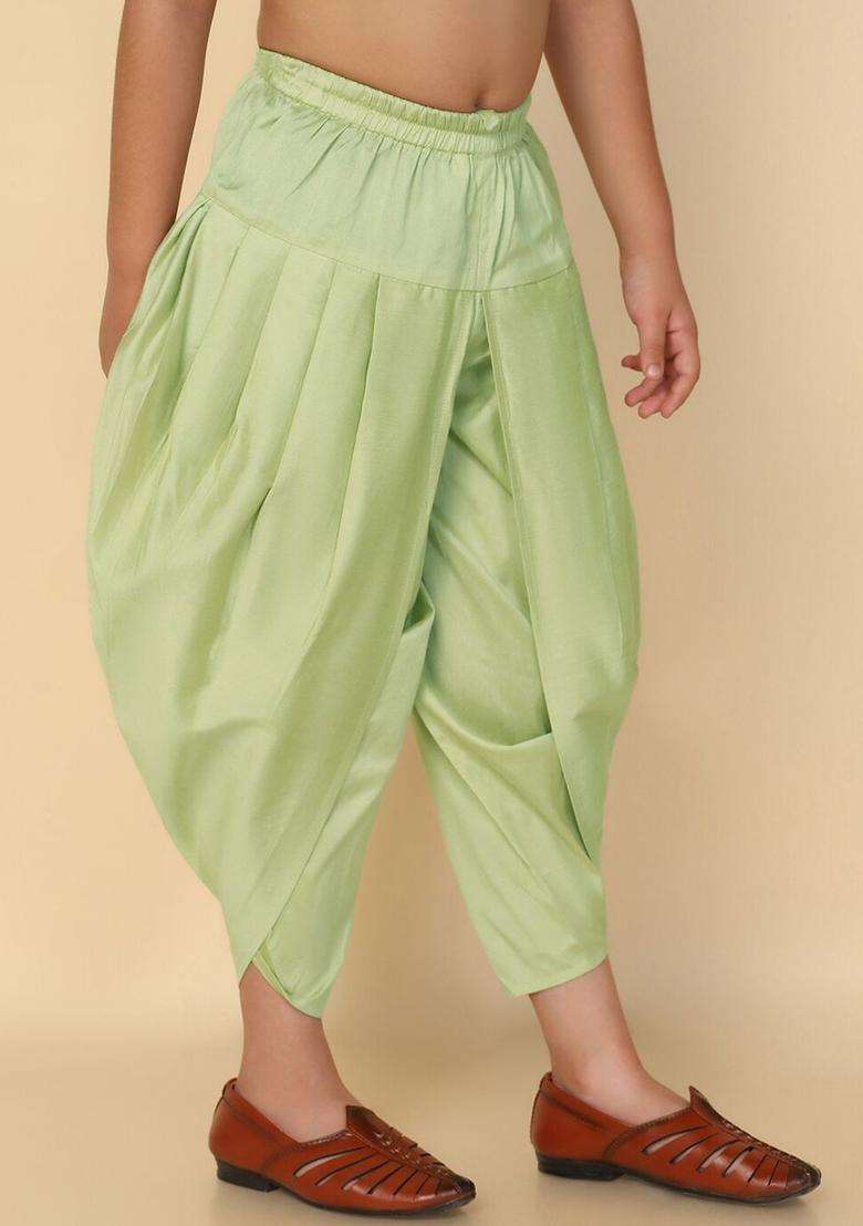 Green Solid Cotton Dhoti For Boys  - Indya