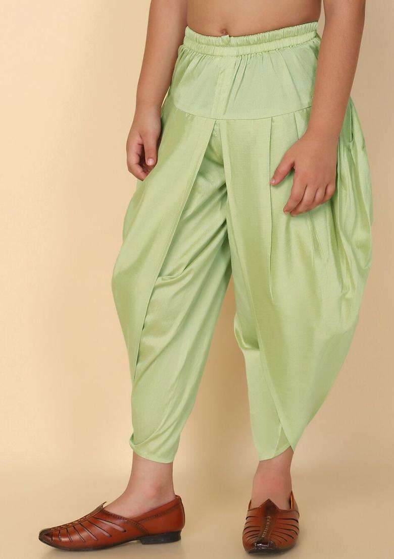 Green Solid Cotton Dhoti For Boys  - Indya