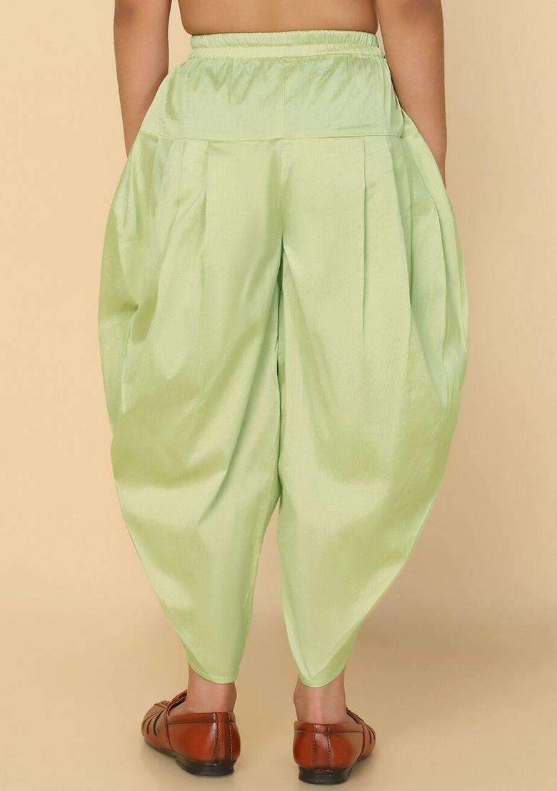 Green Solid Cotton Dhoti For Boys  - Indya