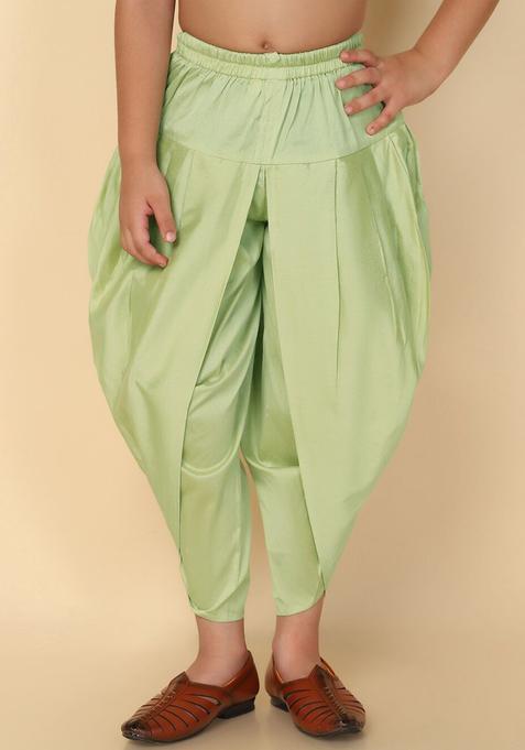 Green Solid Cotton Dhoti For Boys 
