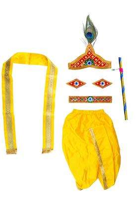 Gold Solid Silk Dhoti For Boys 