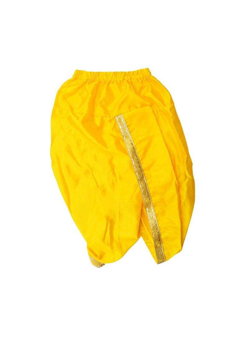 Gold Solid Silk Dhoti For Boys  - Indya