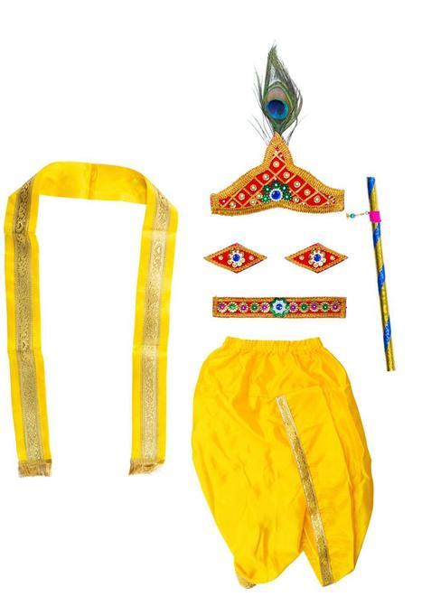 Gold Solid Silk Dhoti For Boys 