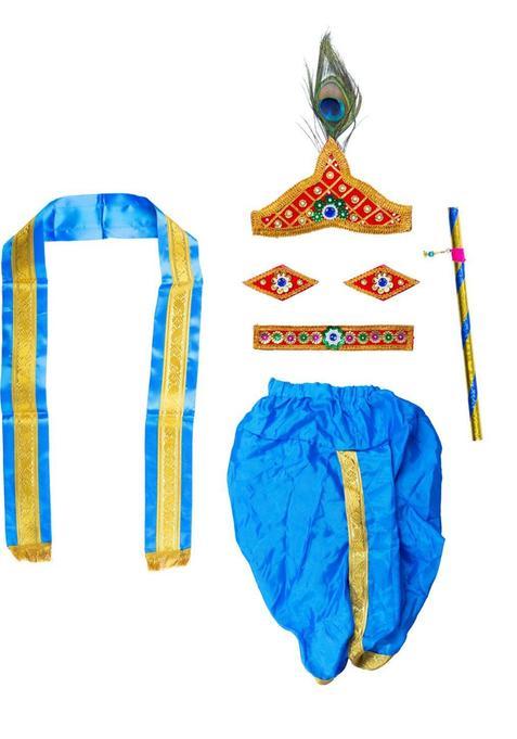 Blue Embroidered Silk Dhoti For Boys 