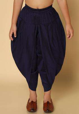 Navy Blue Solid Cotton Dhoti For Boys 