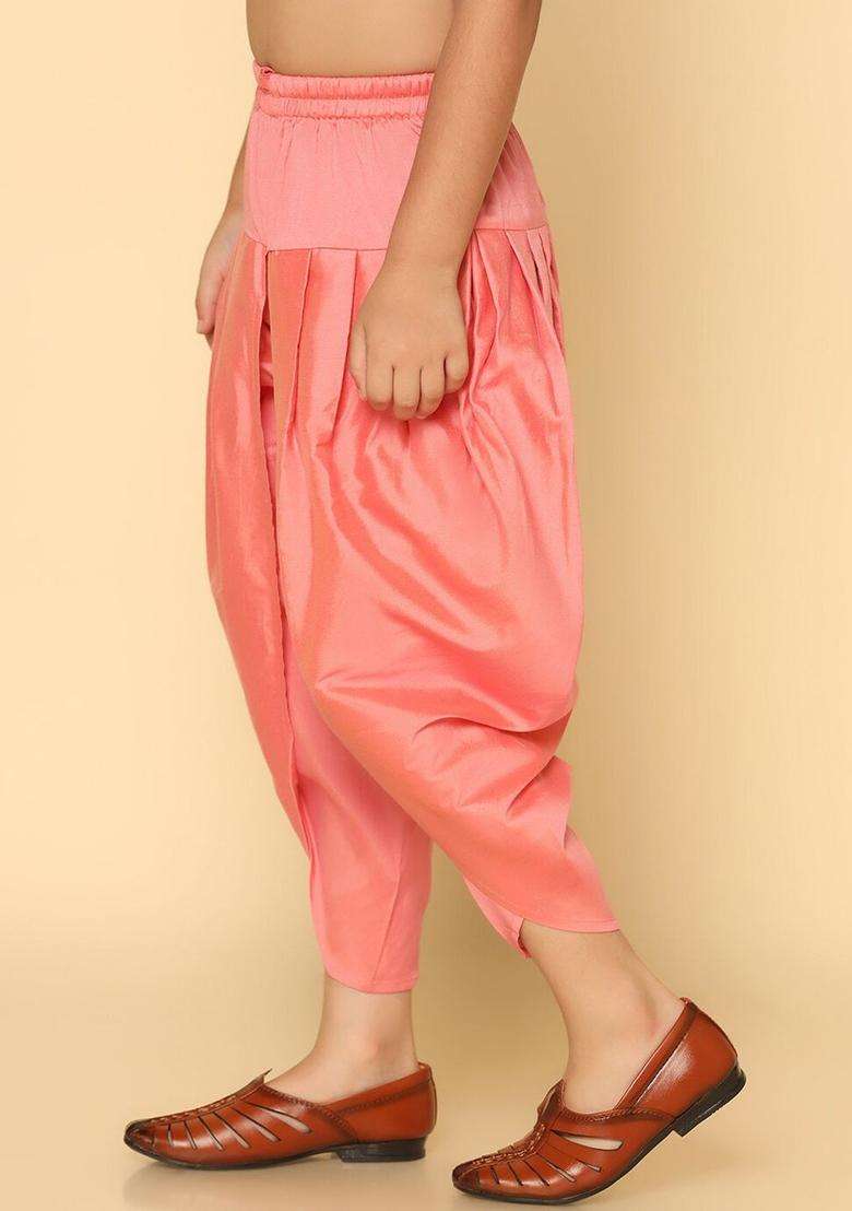 Pink Solid Cotton Dhoti For Boys  - Indya