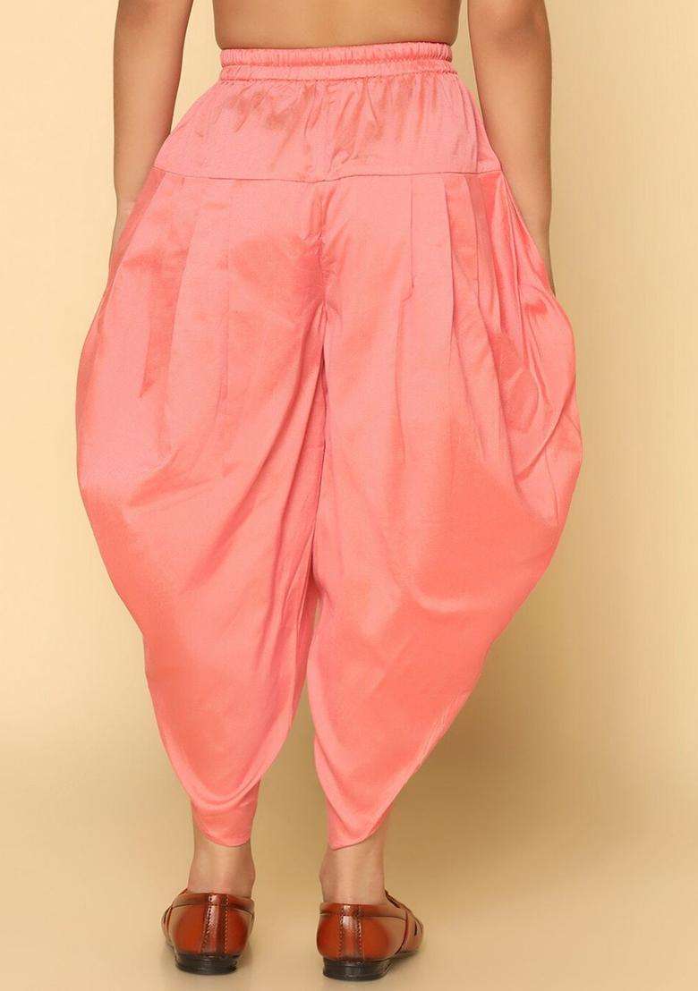 Pink Solid Cotton Dhoti For Boys  - Indya
