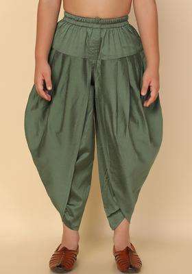 Green Solid Cotton Dhoti For Boys 
