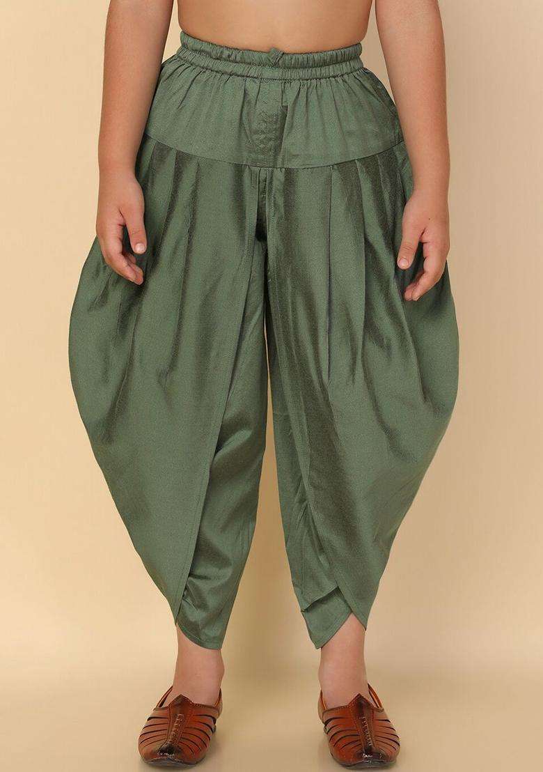 Green Solid Cotton Dhoti For Boys  - Indya
